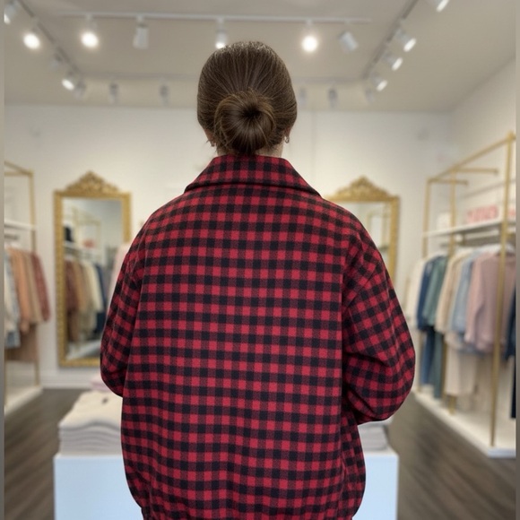 Soft Plaid Red and Black Women's Jacket - Picture 3 of 4